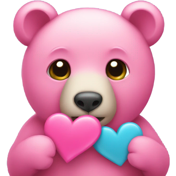 Pink heart with bear  emoji
