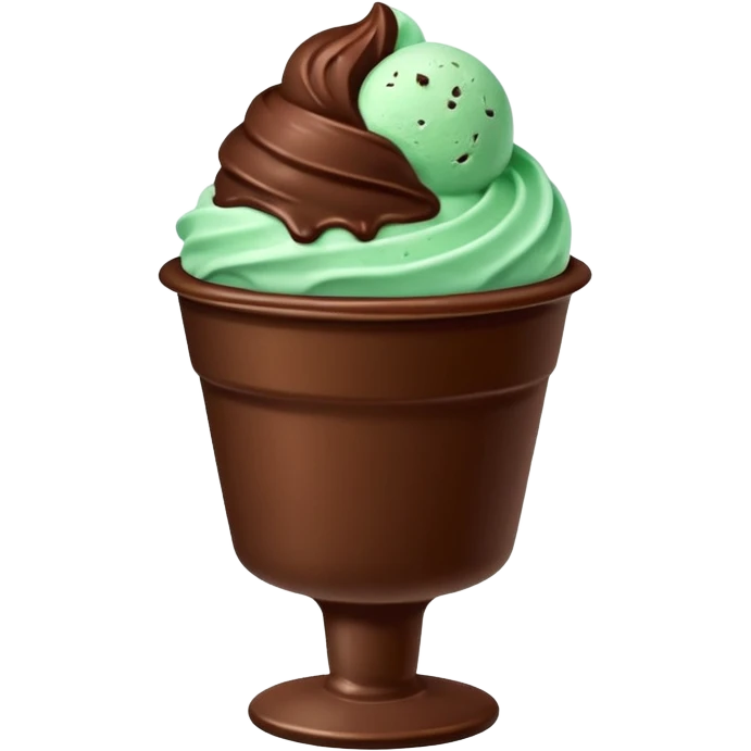 cup mint and chocolate ice cream emoji