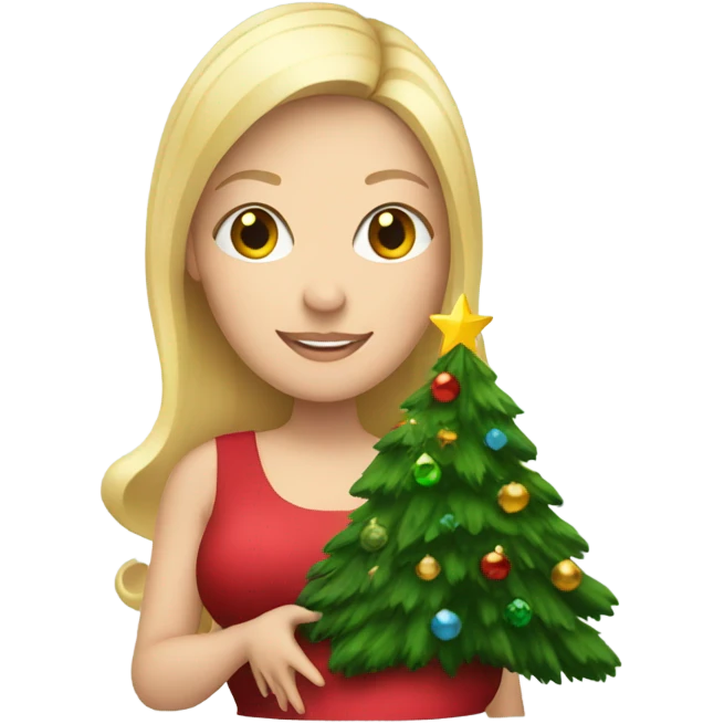 blonde pregnant woman with Christmas tree emoji
