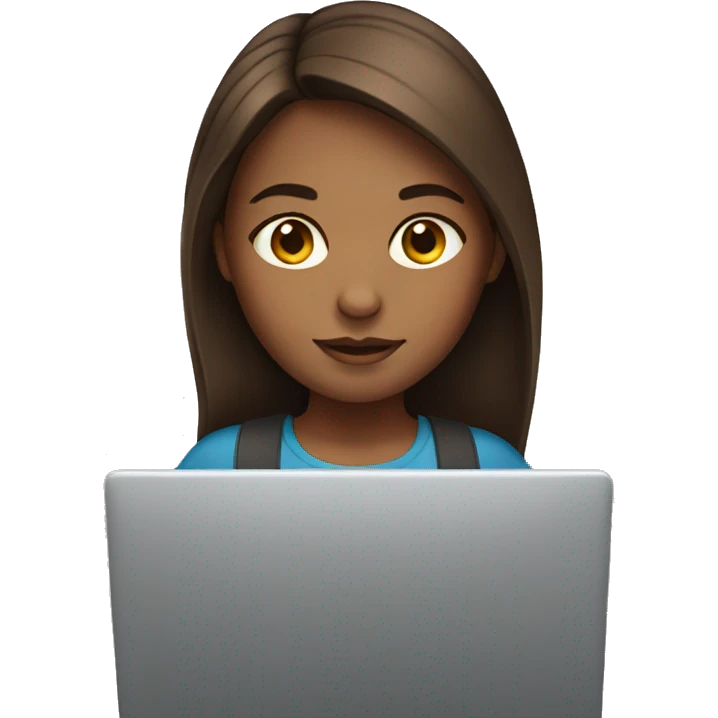 girl with brown hair working on laptop emoji