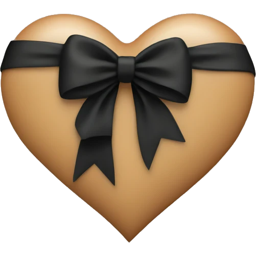 tan heart with black bow around it emoji