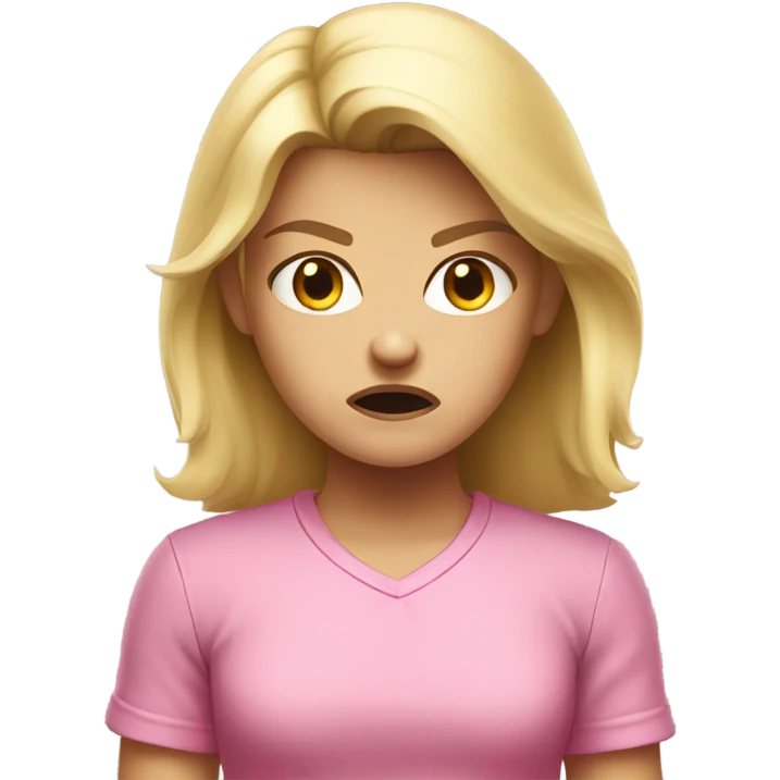 angry little blonde girl in a pink shirt emoji