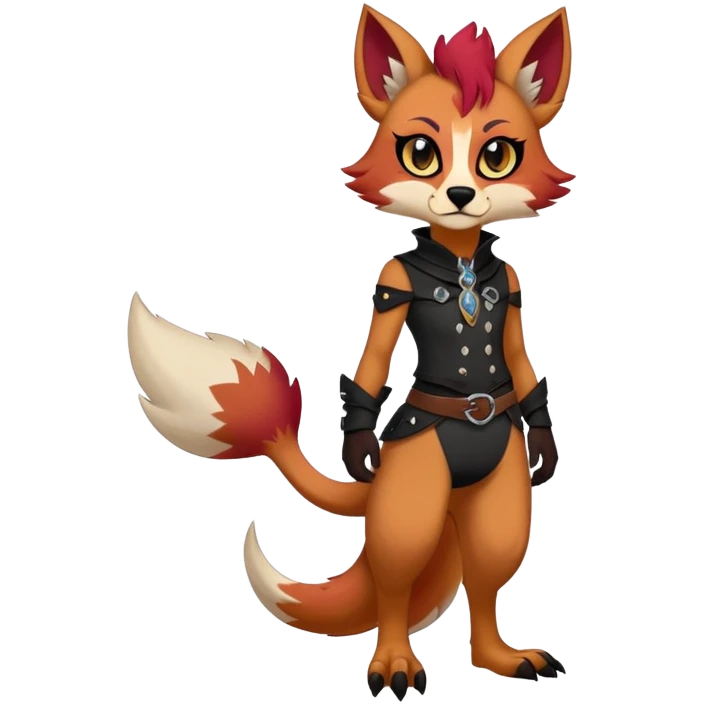 edgy badass cool Falvie-Fionbri-creature-fursona, full body, with random markings emoji