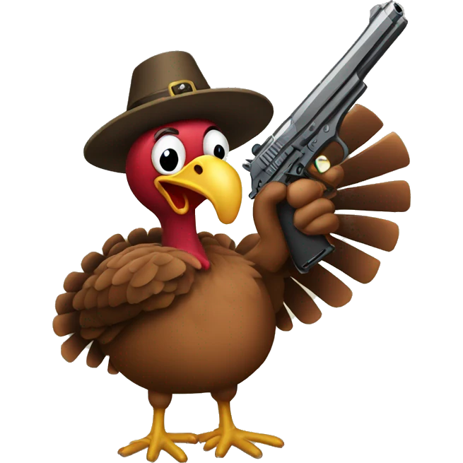 turkey holding a pistol emoji
