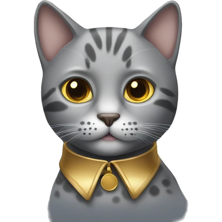 grey cat with spots with golden collar emoji