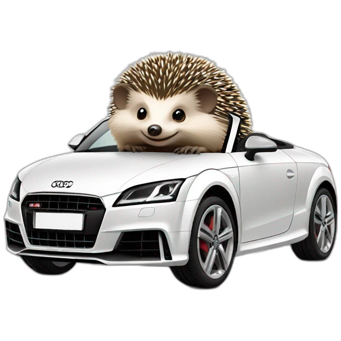 Hedgehog driving a audi TT car emoji