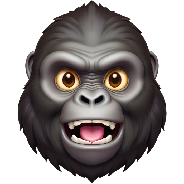 Cinematic Comical Gorilla Portrait Emoji, Head tilted dramatically with an exaggeratedly shocked expression, featuring a robust build with wide, comically expressive eyes full of humorous disbelief, Simplified yet hilariously expressive features, highly detailed, glowing with a slightly sassy jungle glow, high shine, dramatic yet playful, stylized with an air of quirky primate attitude, soft glowing outline, capturing the essence of a meme-worthy gorilla that appears ready to side-eye its way into viral fame! emoji