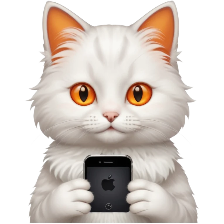 a cute cat holding an iPhone emoji