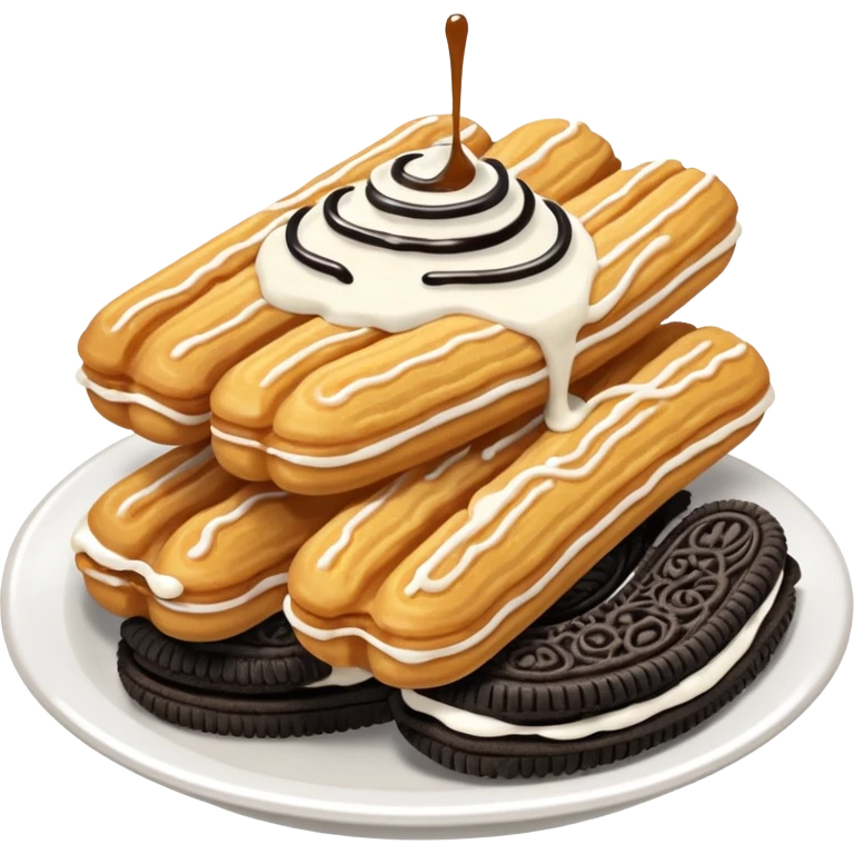 churros oreo flavor with white sauce emoji