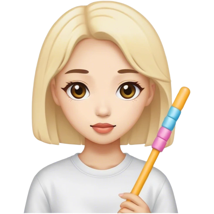 a girl kpop fan with a supportive stick emoji