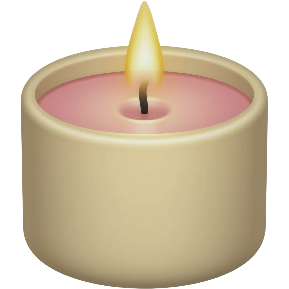warm candle, beige wax, soft pink glow, cozy mood emoji