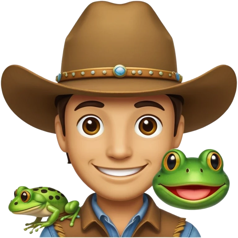 Cowboy with a frog face emoji
