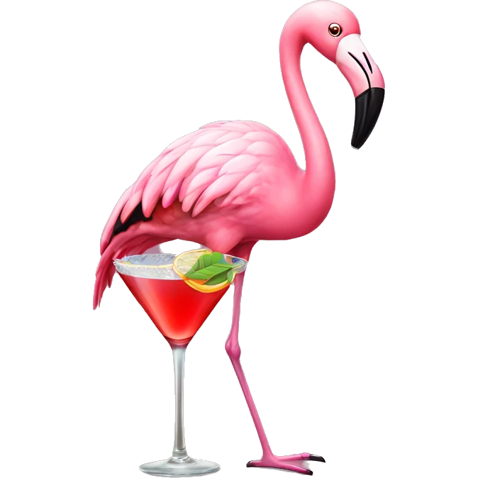 Christmas flamingo with a martini  emoji