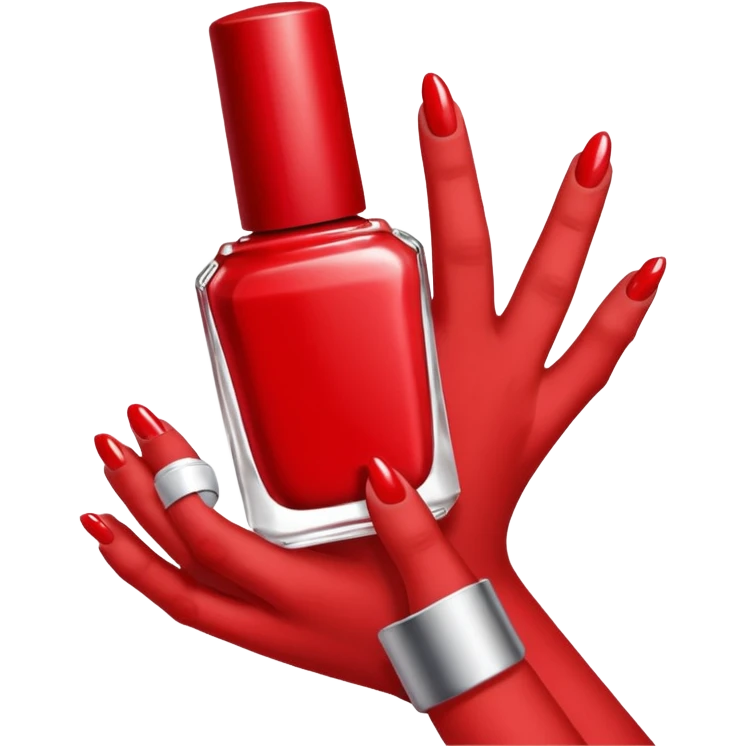 hand with painted nails and nail polish bottle emoji