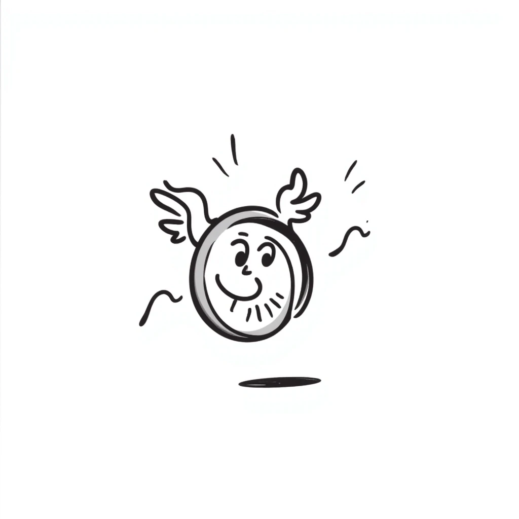USDC coin, hand-drawn doodle style, playful and casual emoji