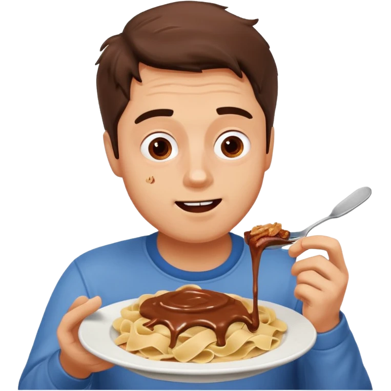 A man with Nutella pasta emoji
