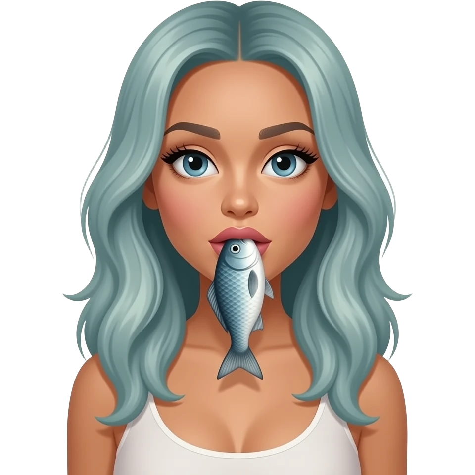 ariana grande with a fish sucking her breasts emoji