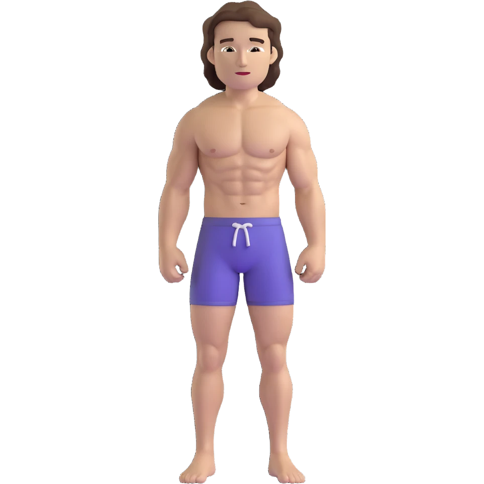 shirtless male athlete with white skin and wavy brown hair emoji