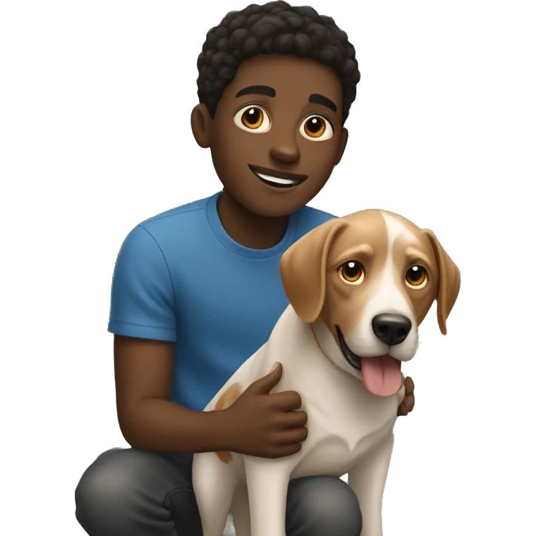 Black boy with dog  emoji