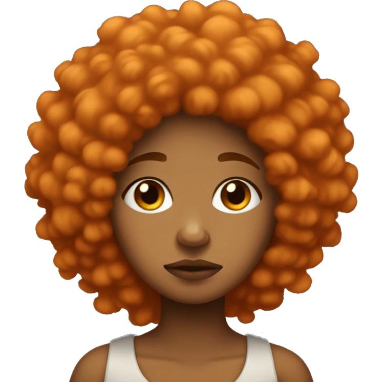 light brown girl with orange afro being sad emoji