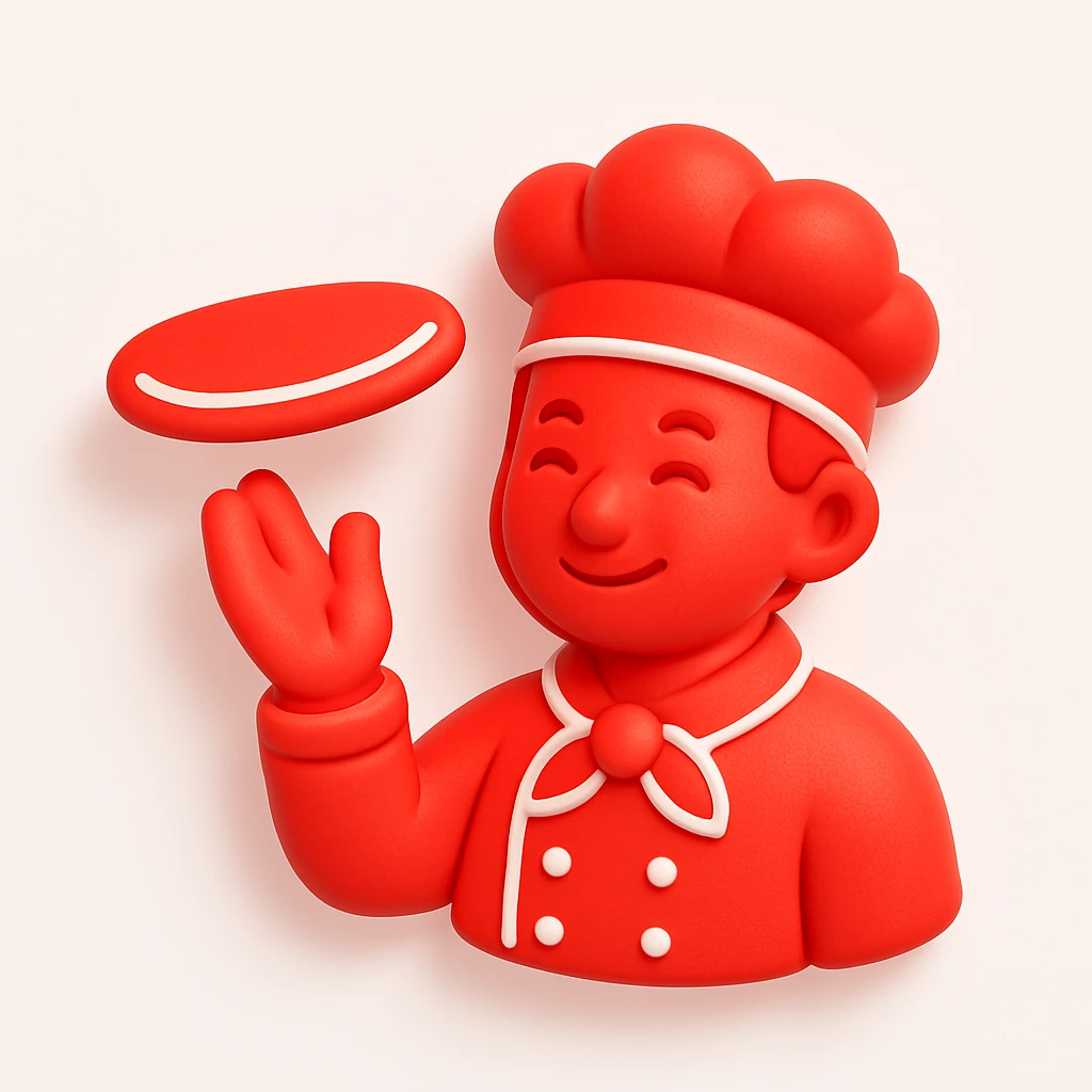 smiling Italian chef spinning pizza dough emoji