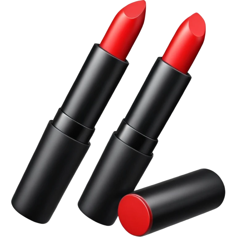 A sleek matte-red lipstick in a black metal tube. emoji