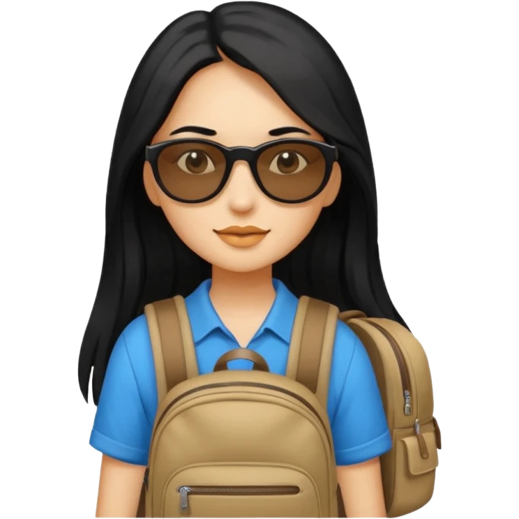 women with black long hair traveling emoji