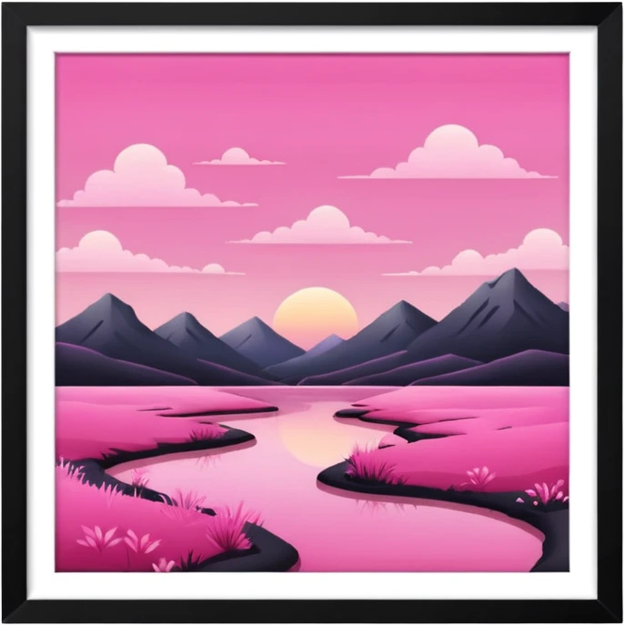 PINK LANDSCAPE PICTURE WITH FRAME emoji