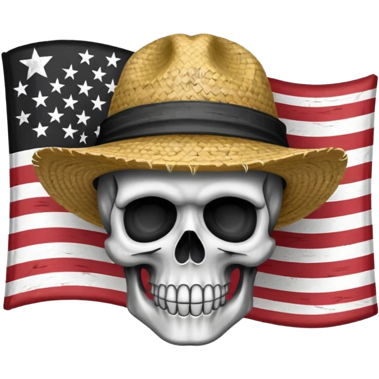 Fait moi un drapeau de tête de mort avec sur la tête un chapeau de paille emoji