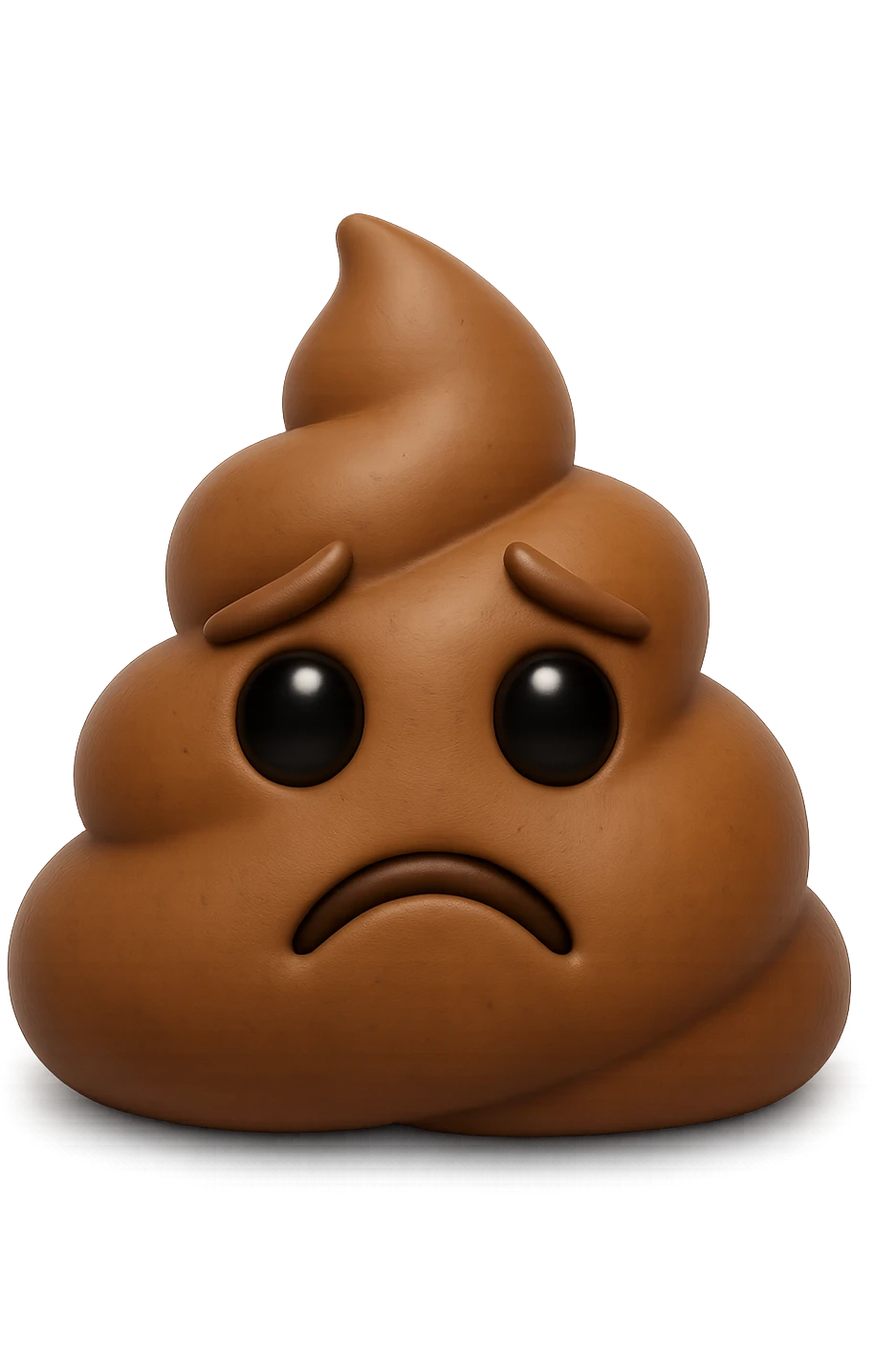 EMOJI STILE IPHONE 3D DI UNA MONTAGNETTA DI FECI A PALLINE CON ESPRESSIONE TRISTE, IPERREALISTICO 4K emoji