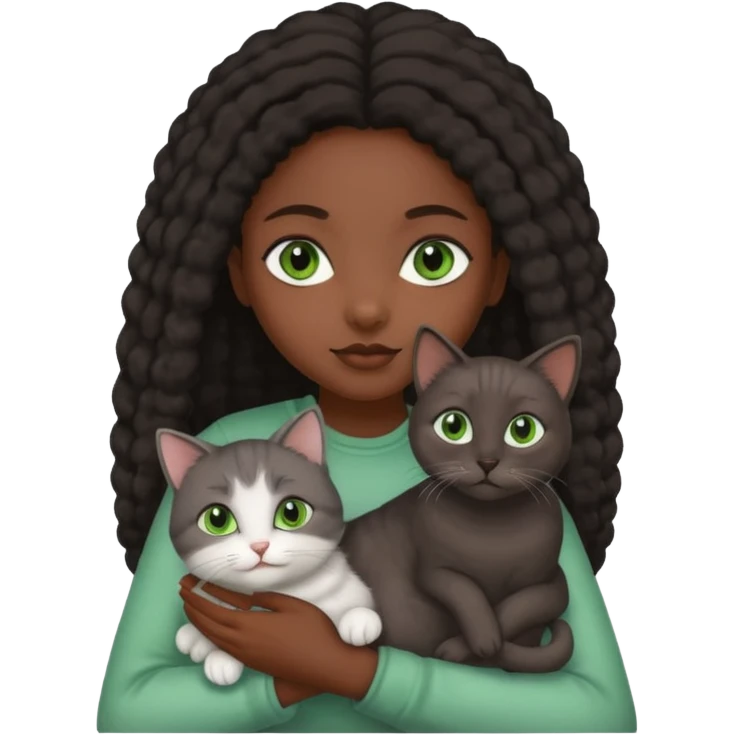 Black girl with grey cat emoji