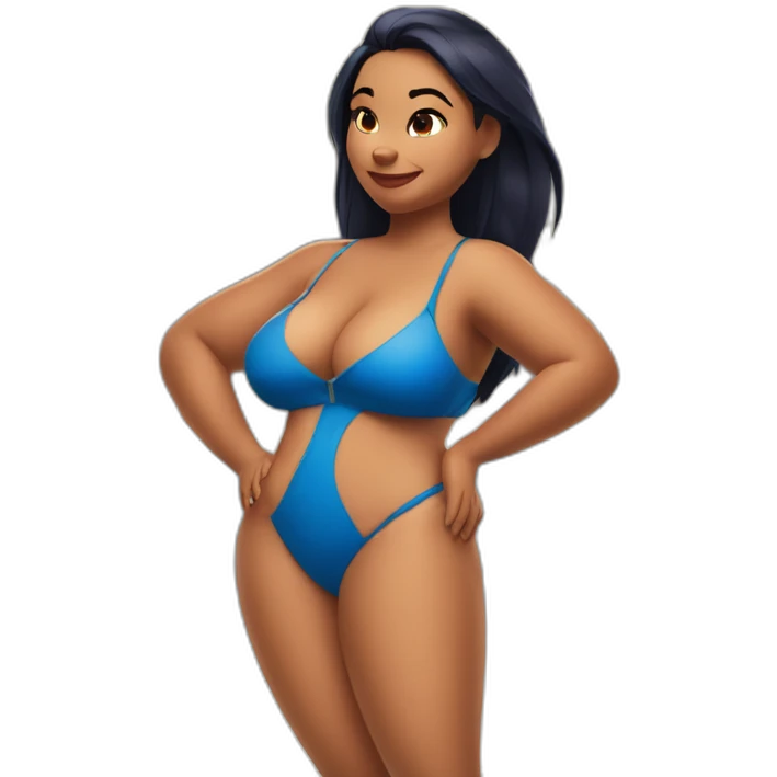 Slim-Thicc woman swimsuit posing full body (lilo and stitch lifeguard lady, perfect body, hourglass figure) emoji