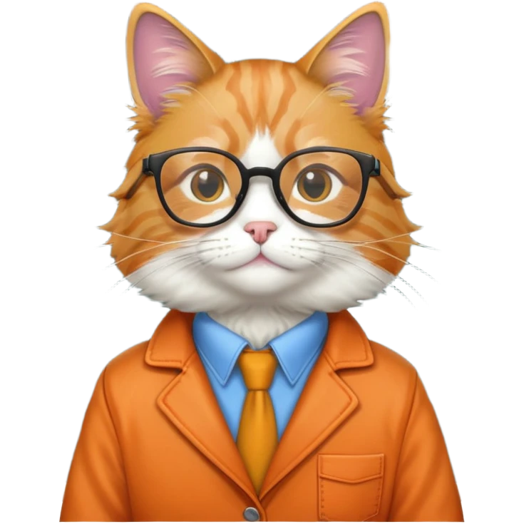 teacher cat with glasses and a jacket and no blackboard in the background emoji