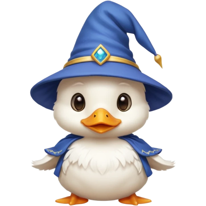 white baby duck with wizard hat
 emoji