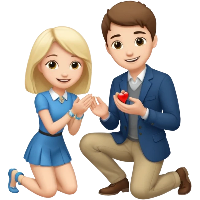🧎‍♂️‍➡️💍💃 a boy parposing a girl boy on his knee and boy give him ring  emoji