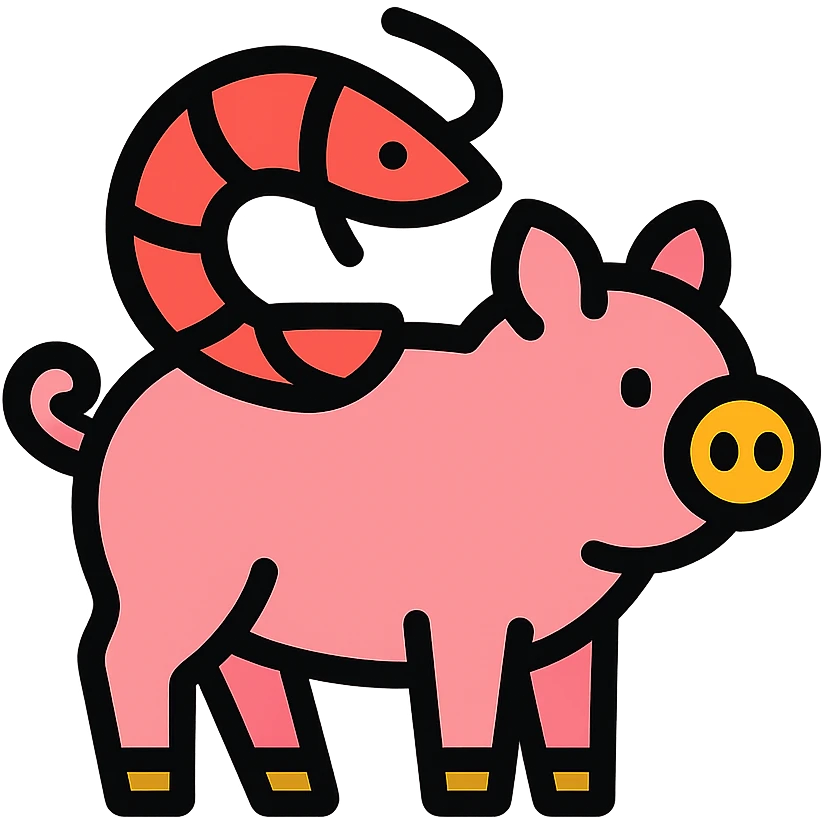 A pig with a shrimp on its back emoji