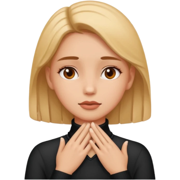 girl with two hands on her neck emoji