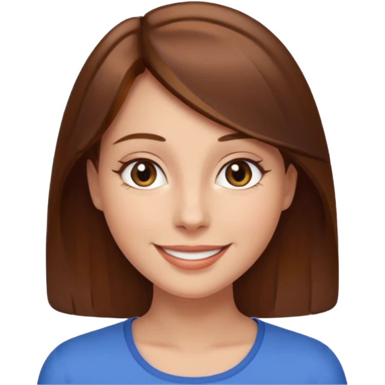 femme cheveux lisses bruns qui souris emoji