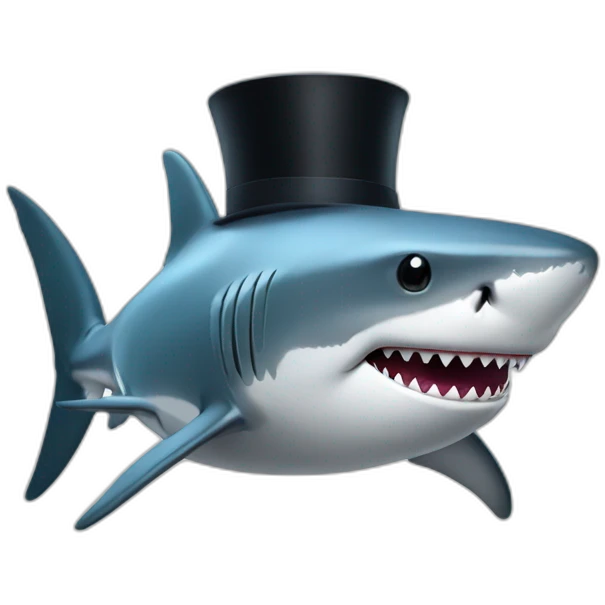 Shark with a top hat emoji