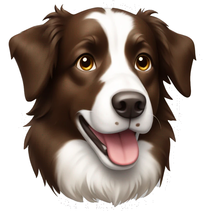 Brown and white border collie emoji