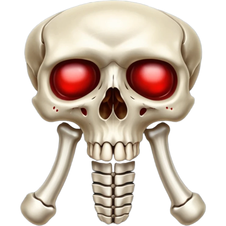 metallic anatomic bones with blood, steel texture, dark dramatic tone, clean background emoji