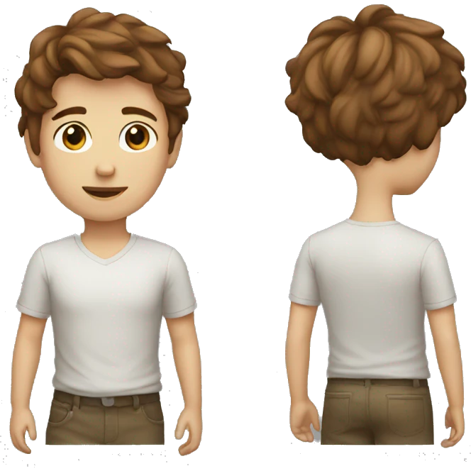 brown-haired boy with emoji