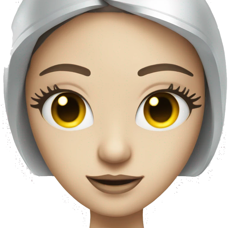 female robot chatbot with lashes emoji