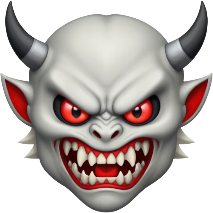 Balck and white angry deamon with sharp teeths emoji