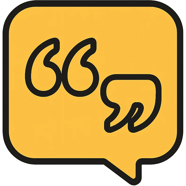 quotes icon in gold and black, modern Instagram look emoji