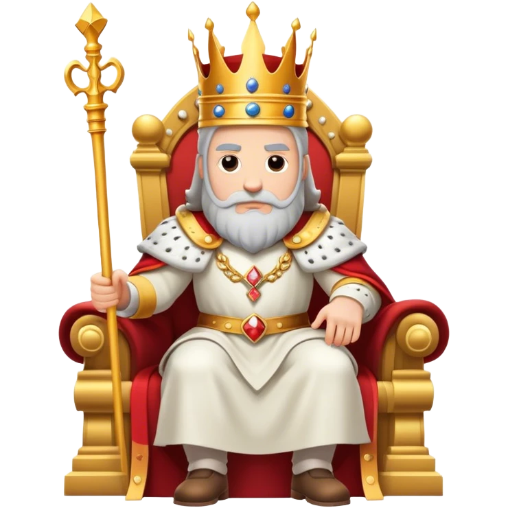 A mighty king ruling over his vast kingdom, sitting on a grand throne with a royal scepter emoji