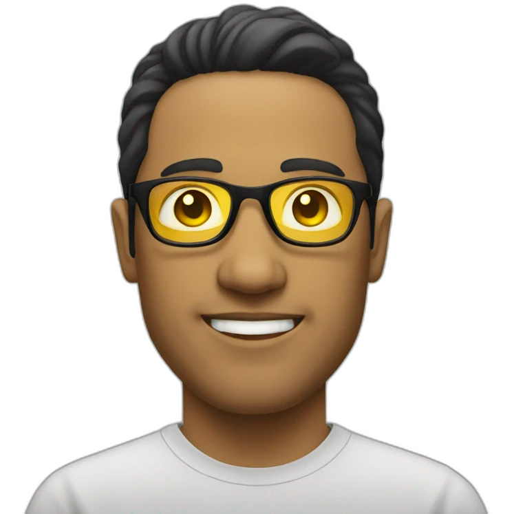 Man with yellow tinted glasses and black hair  emoji