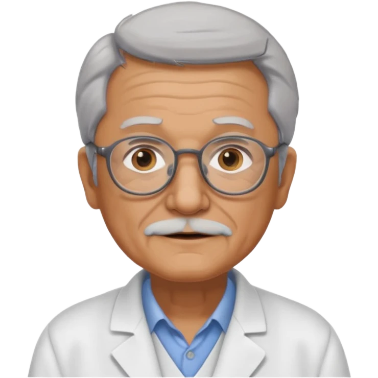 una imagen de un abuelo de 63 años sin bata medica con gafas emoji