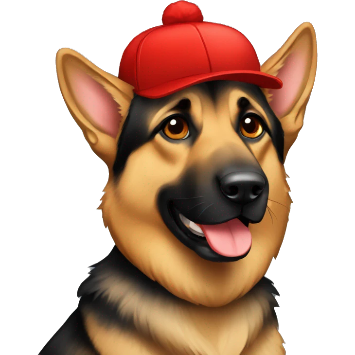 German Shepard with red cap emoji