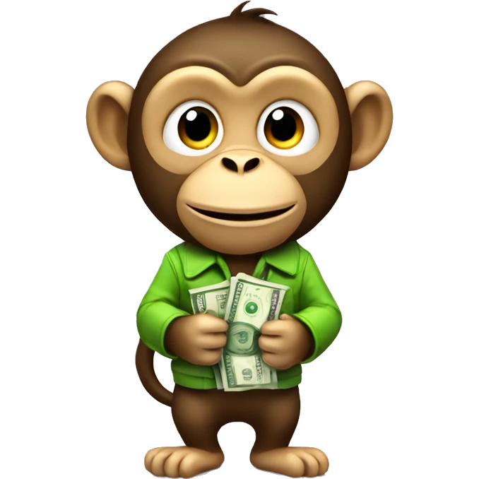 Monkey with money all in the pocket emoji